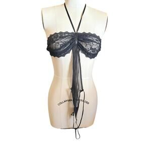 Victoria’s Secret Black Lace Sheer Mesh Teddy Bodysuit Thong Lingerie M NWOT